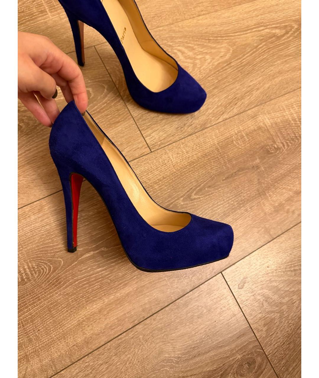 CHRISTIAN LOUBOUTIN Синие замшевые туфли, фото 7