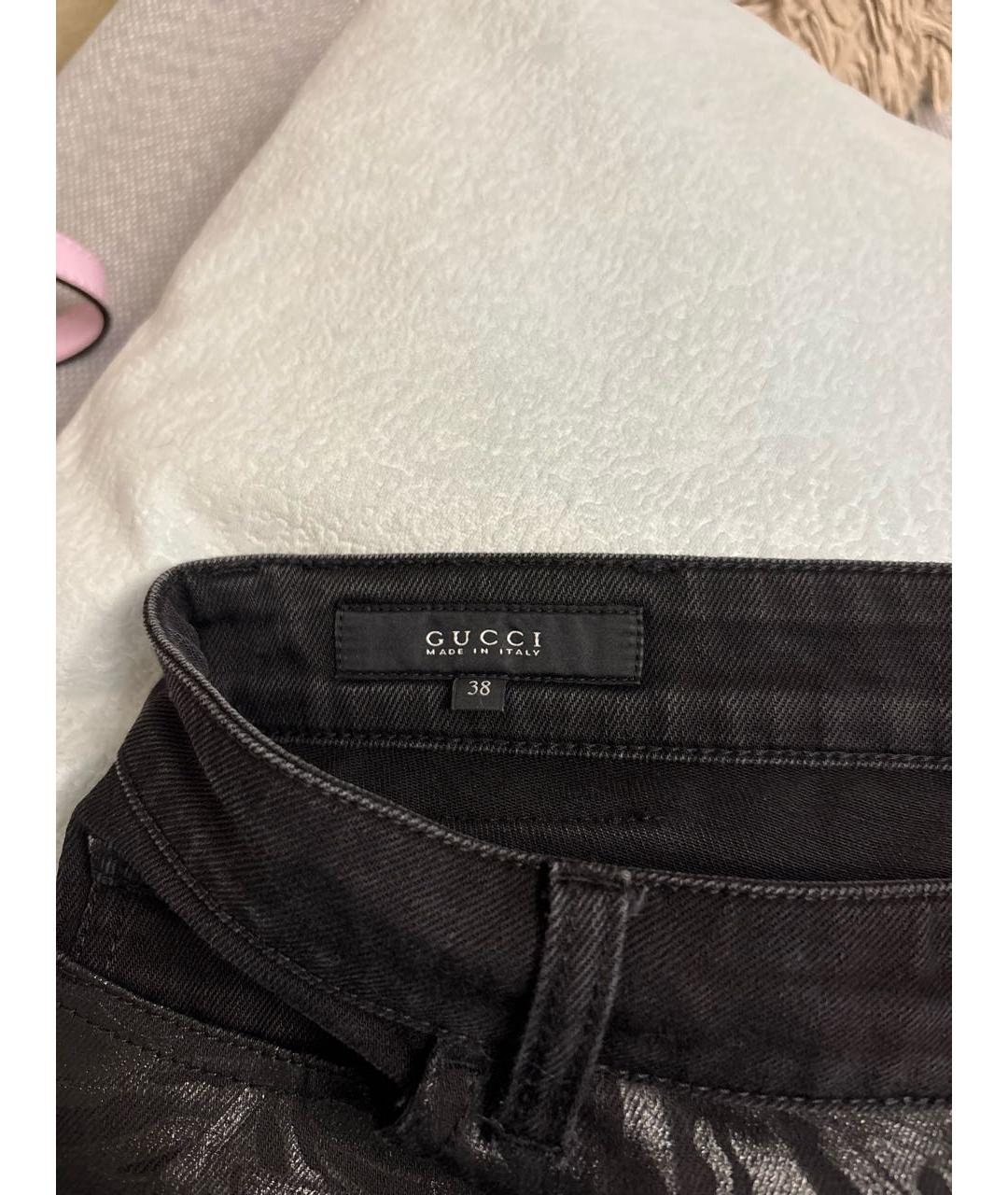 GUCCI Черные хлопко-эластановые джинсы слим, фото 3