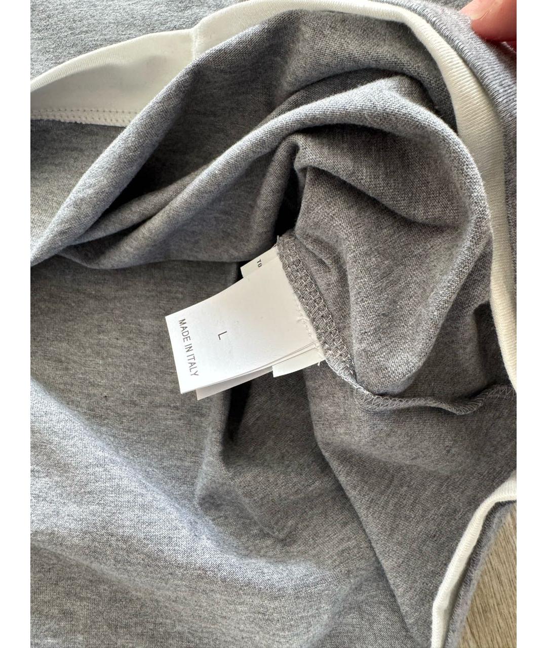 BRUNELLO CUCINELLI Серая хлопковая футболка, фото 4