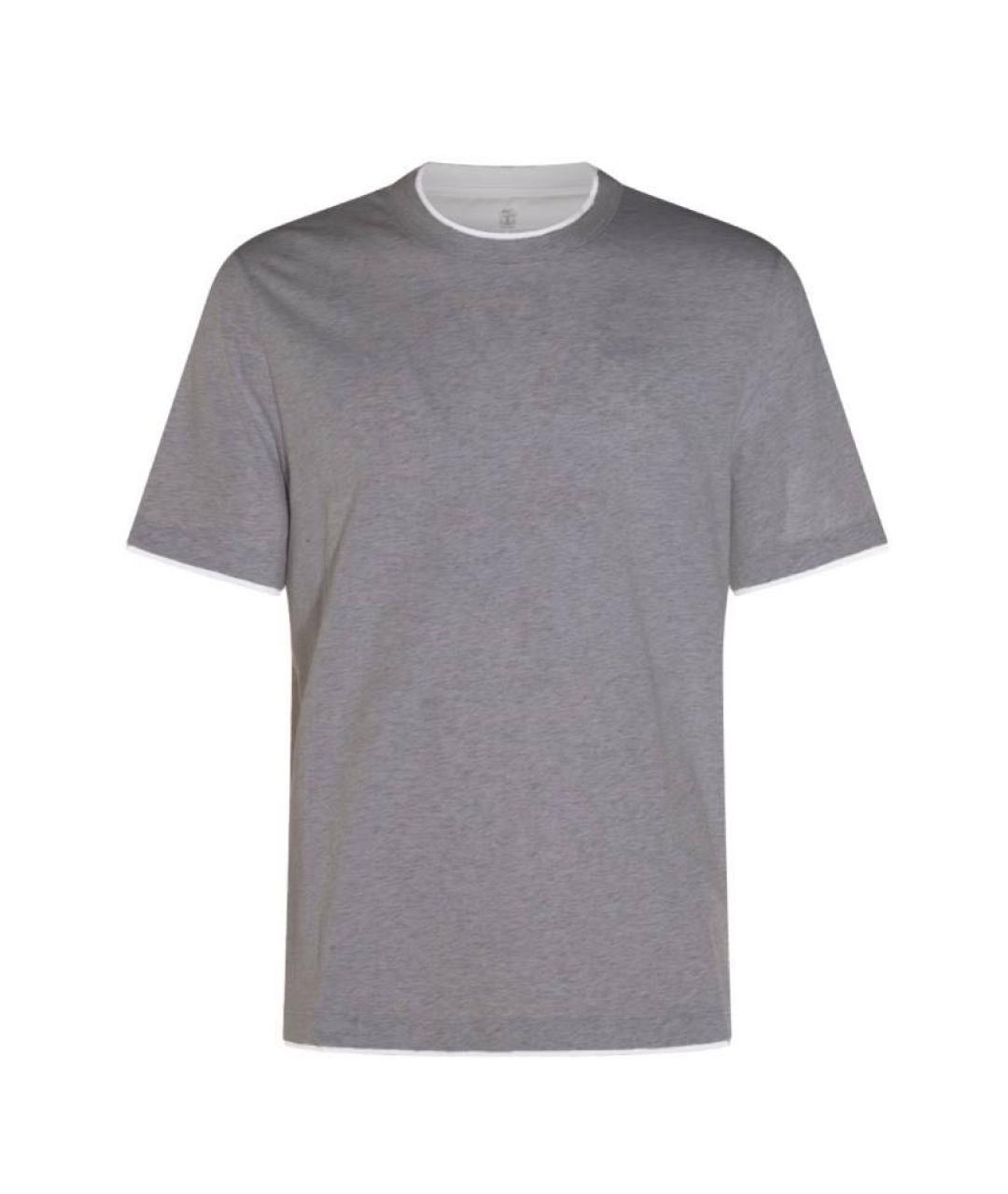 BRUNELLO CUCINELLI Серая хлопковая футболка, фото 1