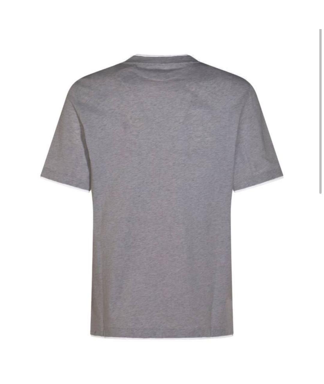 BRUNELLO CUCINELLI Серая хлопковая футболка, фото 2