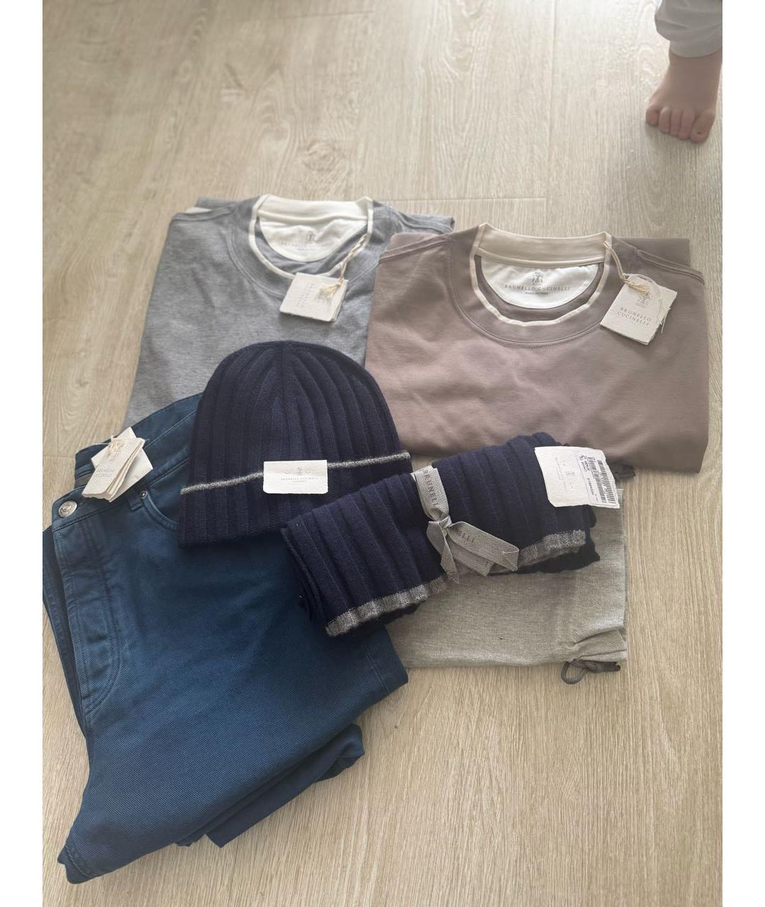 BRUNELLO CUCINELLI Серая хлопковая футболка, фото 6