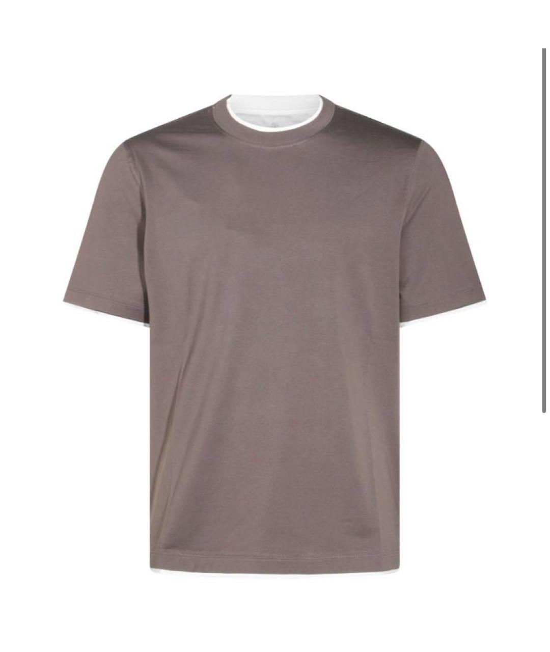 BRUNELLO CUCINELLI Коричневая хлопковая футболка, фото 7