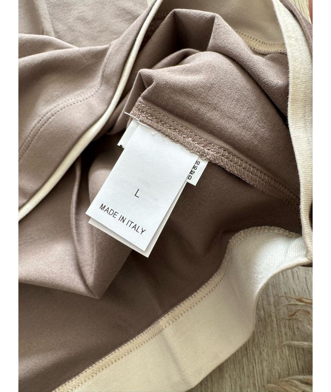 BRUNELLO CUCINELLI Коричневая хлопковая футболка, фото 4