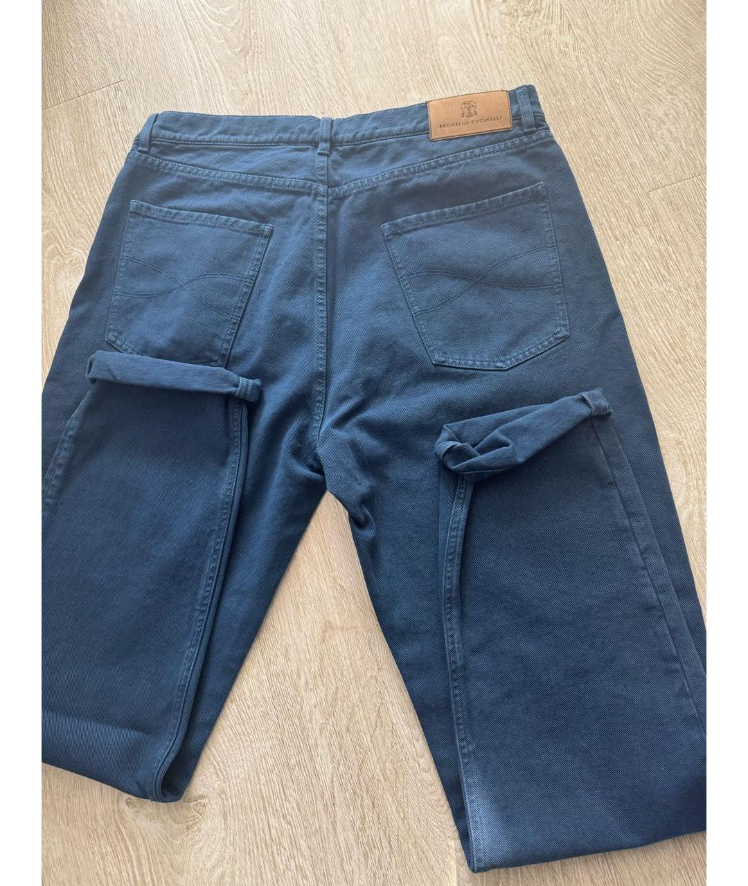 BRUNELLO CUCINELLI Синие хлопковые прямые джинсы, фото 3