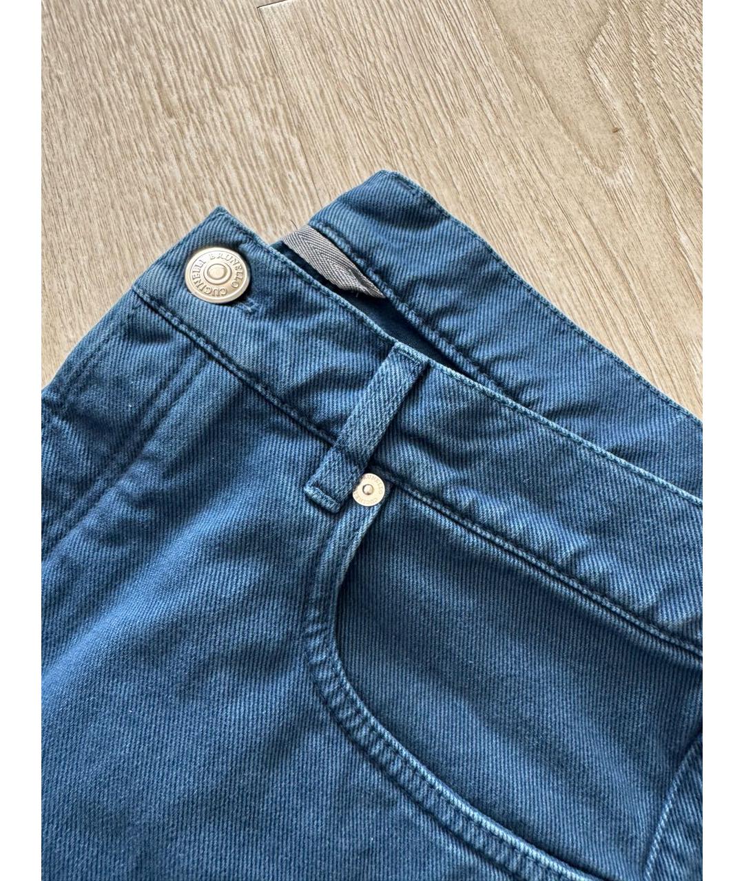 BRUNELLO CUCINELLI Синие хлопковые прямые джинсы, фото 6