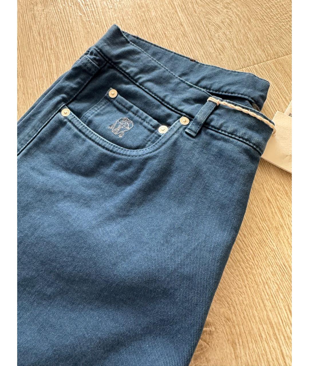 BRUNELLO CUCINELLI Синие хлопковые прямые джинсы, фото 5