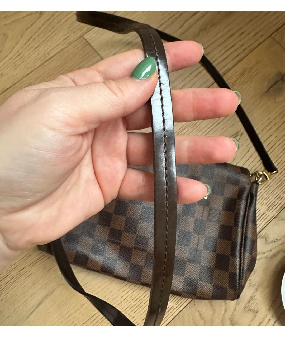 LOUIS VUITTON Коричневая кожаная сумка через плечо, фото 5