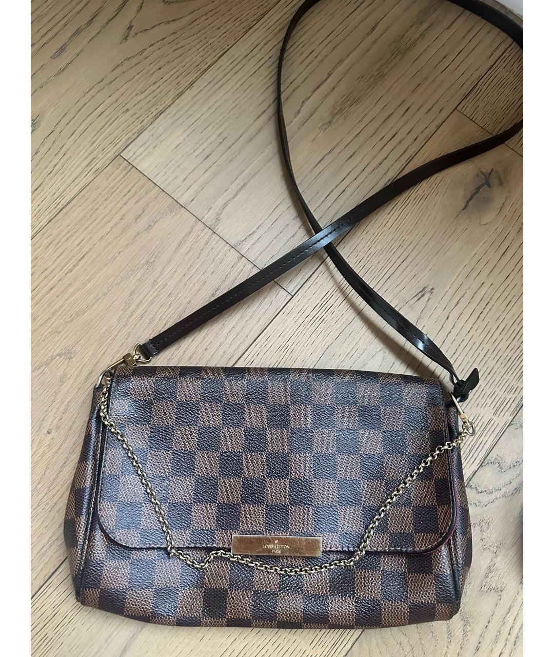 LOUIS VUITTON Коричневая кожаная сумка через плечо, фото 8