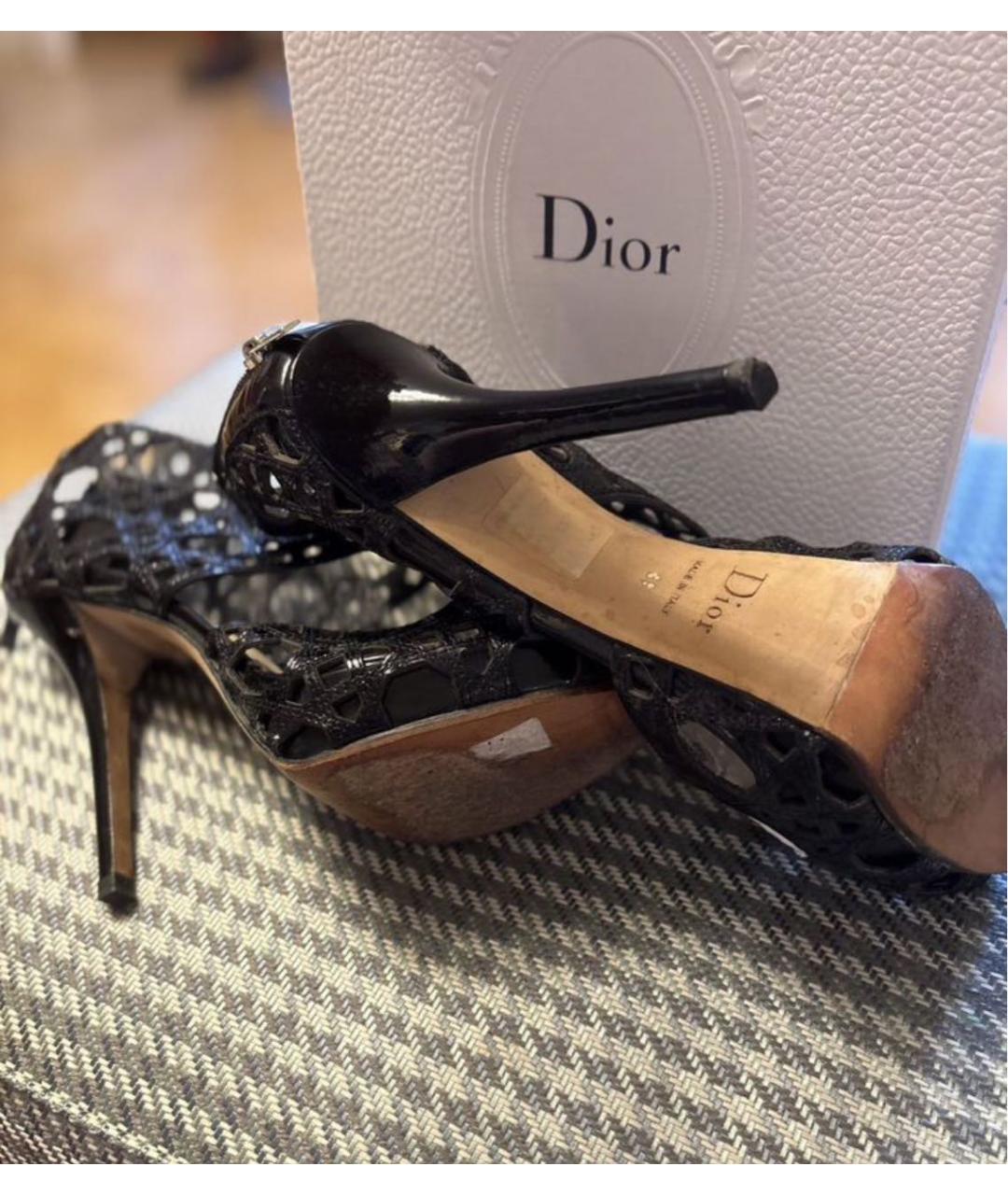 CHRISTIAN DIOR Черные кожаные ботильоны, фото 3