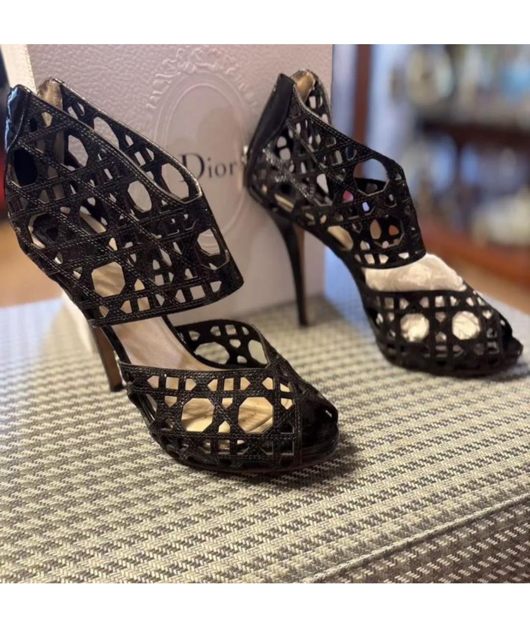 CHRISTIAN DIOR Черные кожаные ботильоны, фото 4