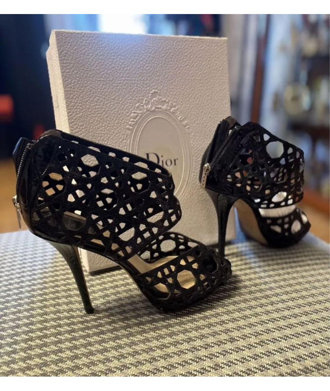 CHRISTIAN DIOR Черные кожаные ботильоны, фото 2