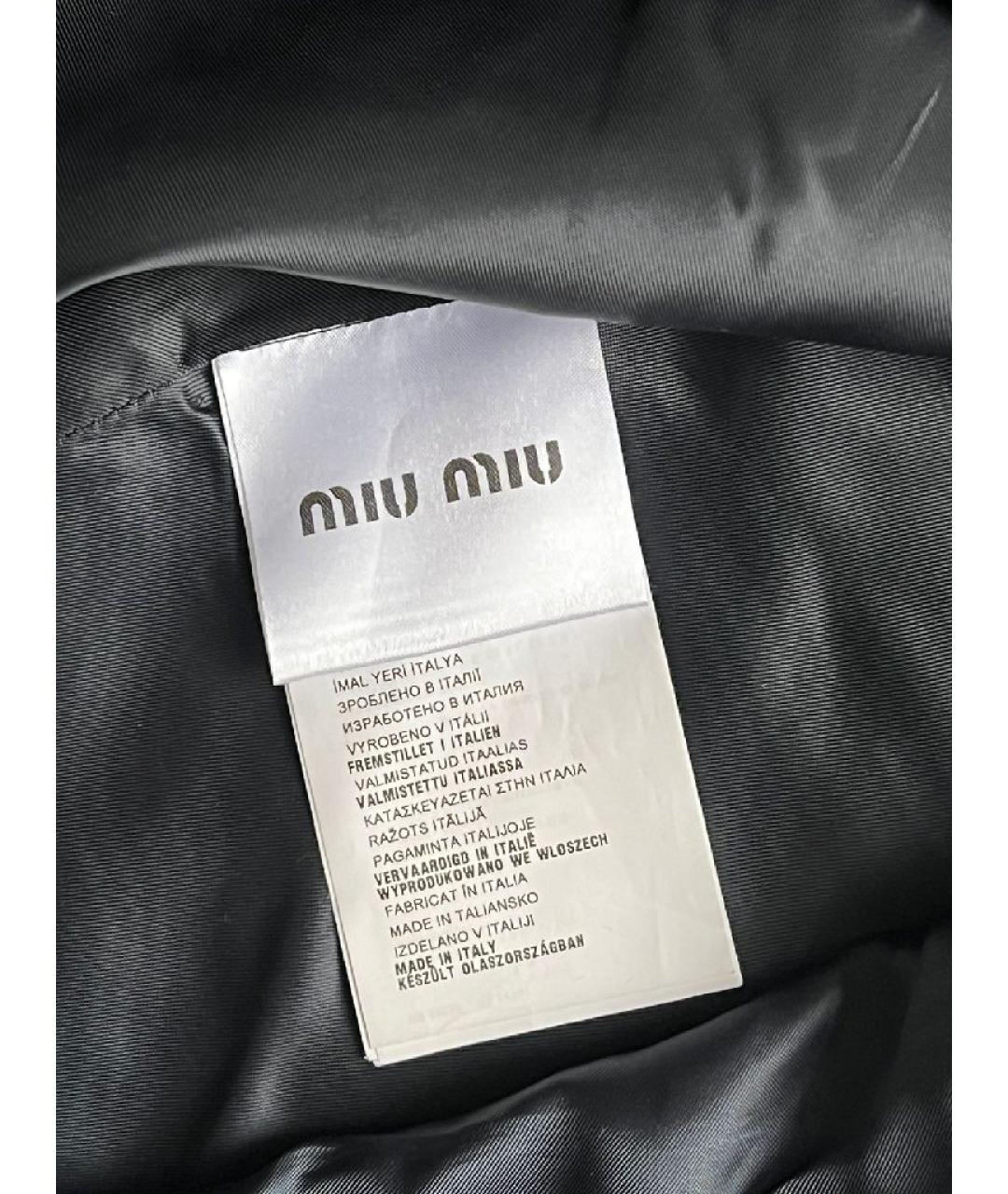 MIU MIU Черная кожаная юбка мини, фото 4
