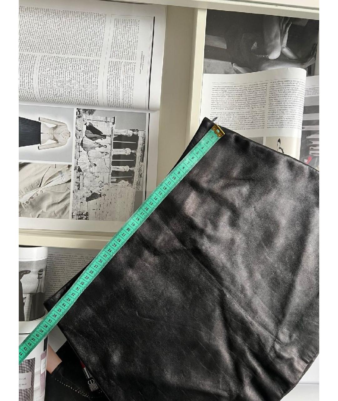 MIU MIU Черная кожаная юбка мини, фото 5