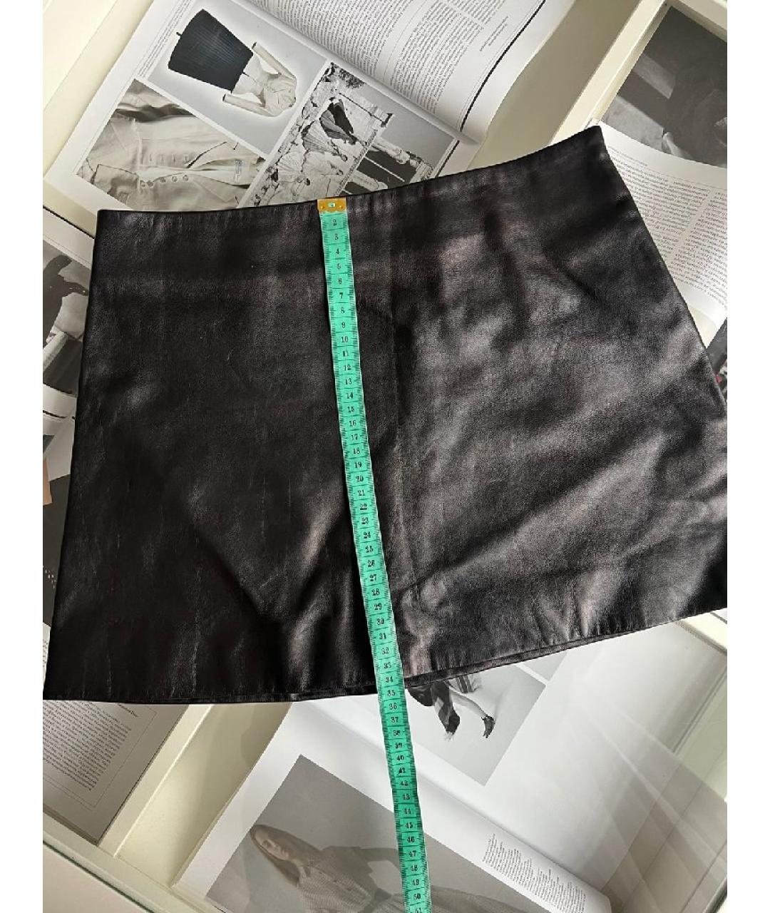 MIU MIU Черная кожаная юбка мини, фото 6