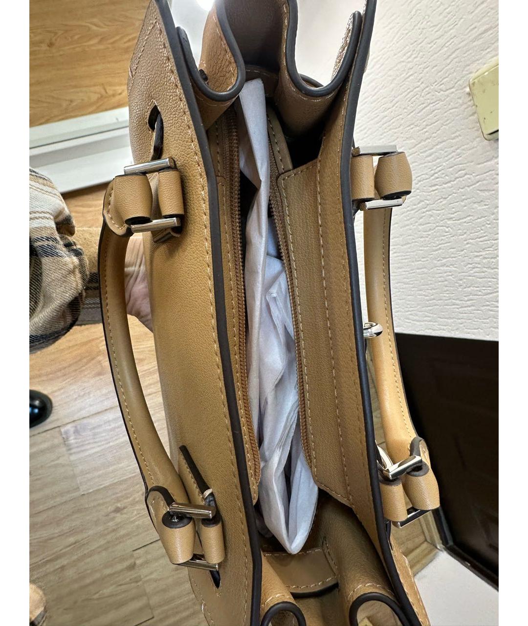 MICHAEL KORS Бежевая кожаная сумка с короткими ручками, фото 4