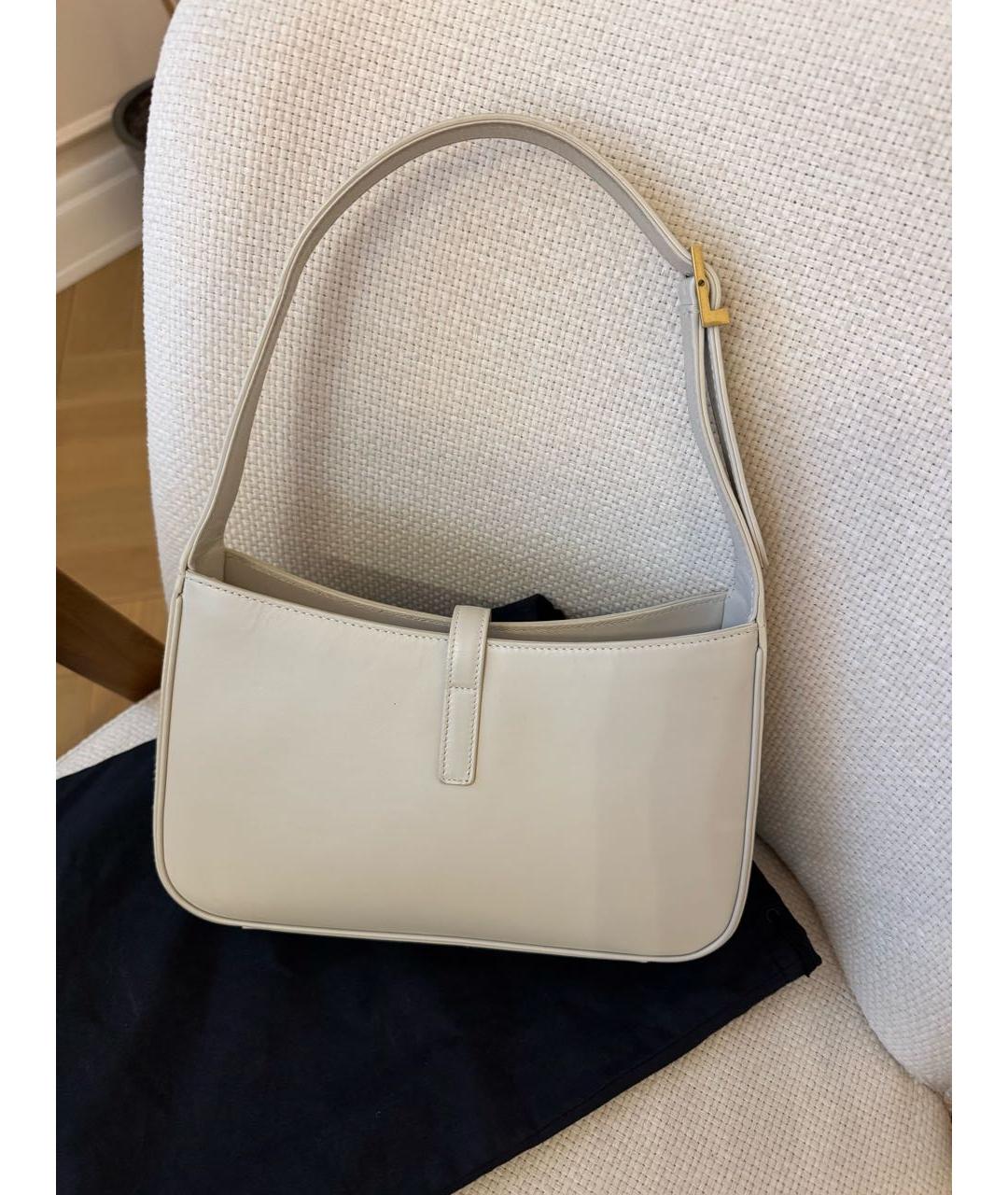 SAINT LAURENT Бежевая кожаная сумка через плечо, фото 2