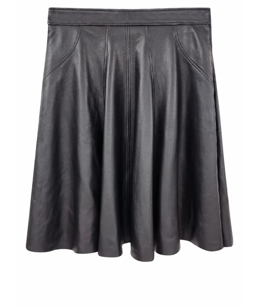 MIU MIU Черная кожаная юбка мини, фото 1