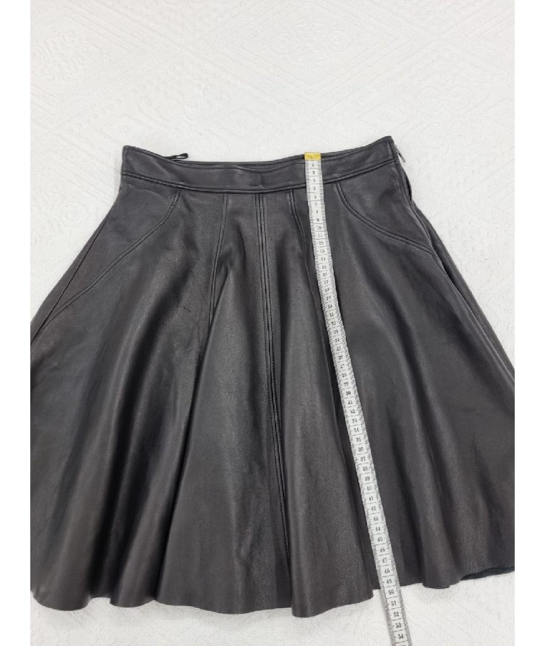 MIU MIU Черная кожаная юбка мини, фото 6