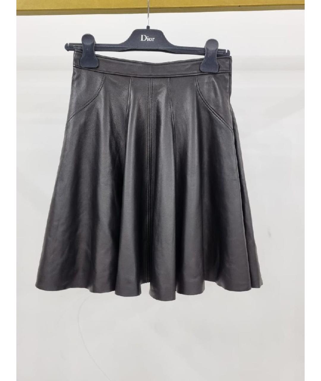 MIU MIU Черная кожаная юбка мини, фото 8