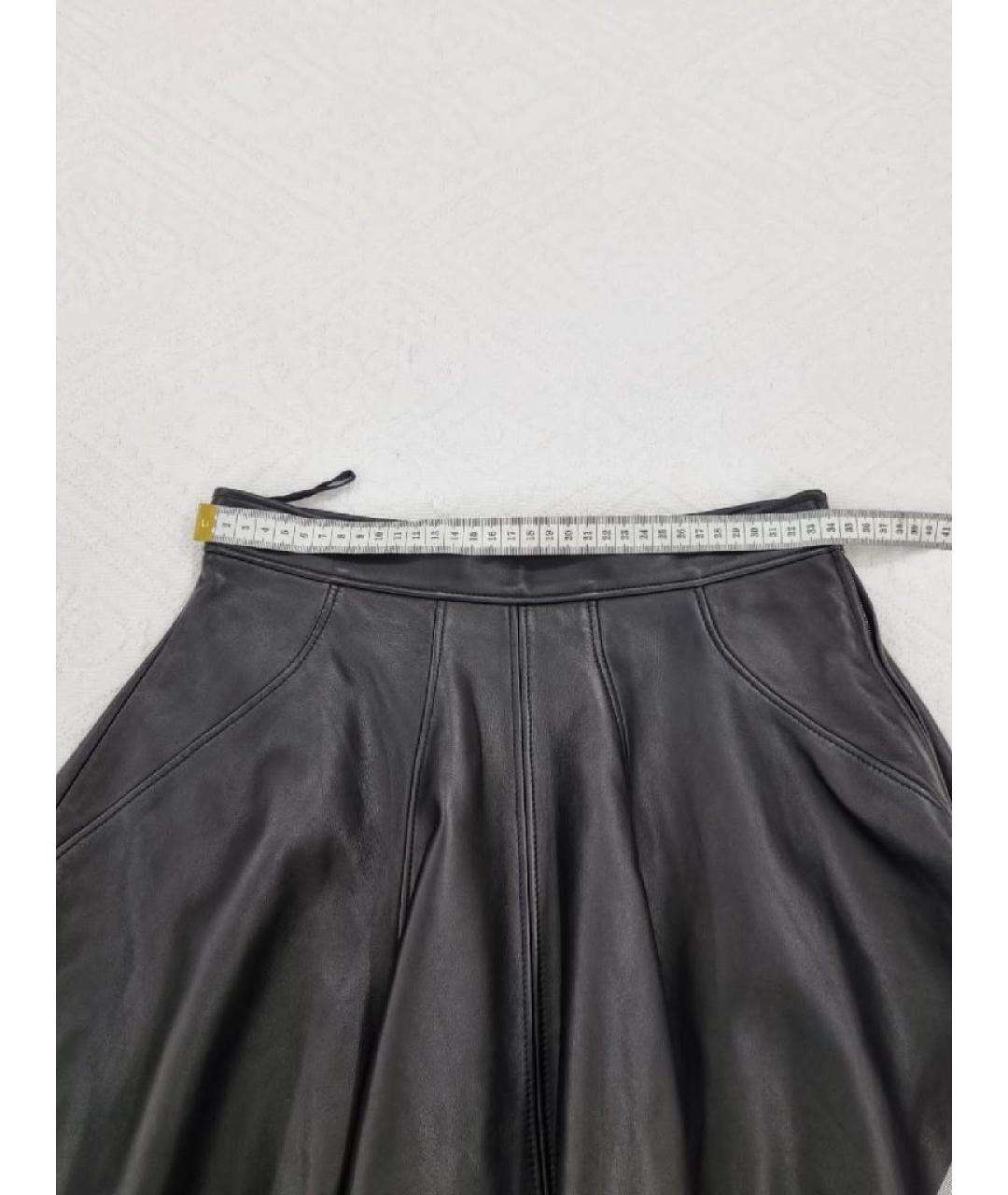 MIU MIU Черная кожаная юбка мини, фото 5