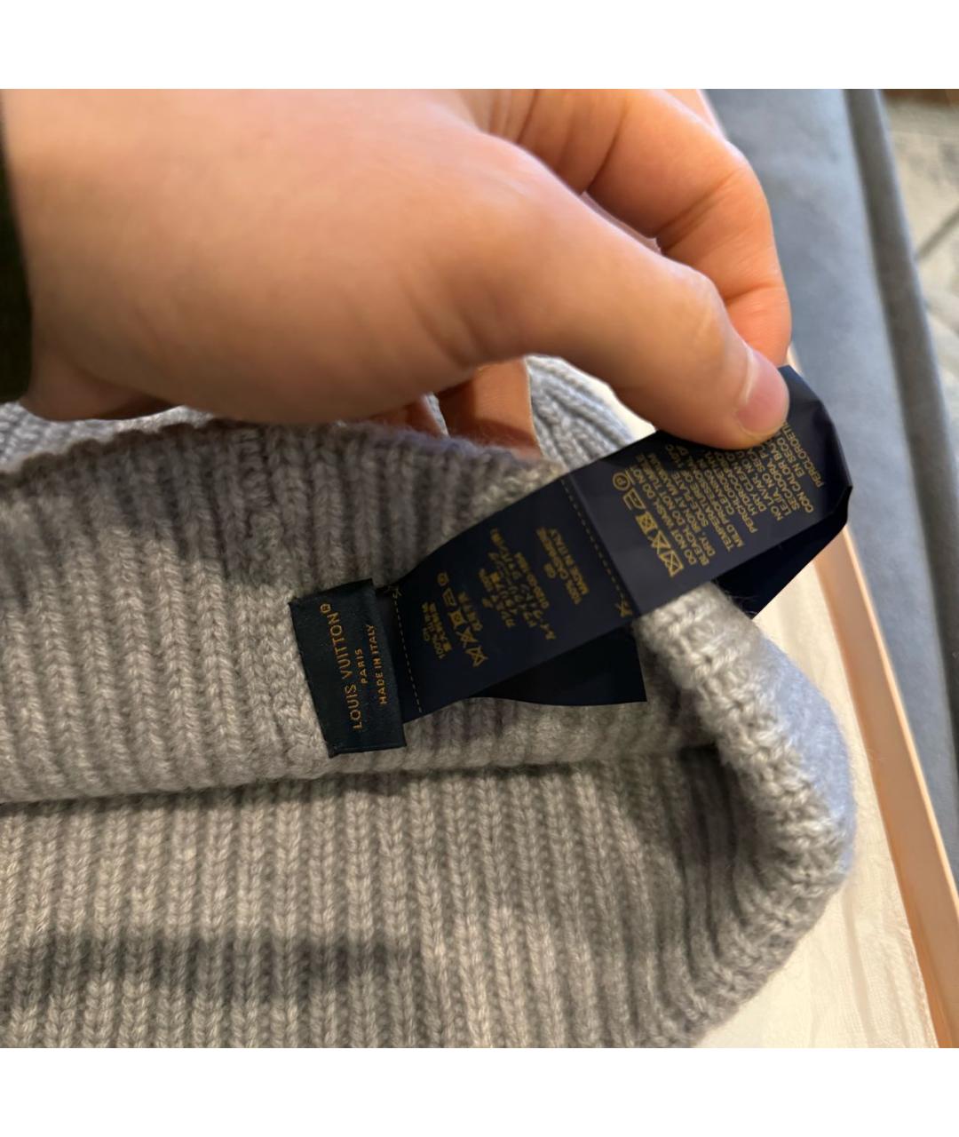 LOUIS VUITTON Серая кашемировая шапка, фото 4