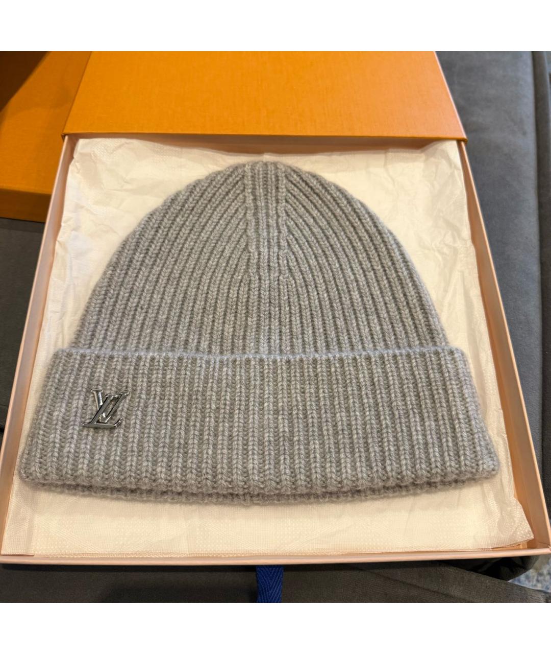 LOUIS VUITTON Серая кашемировая шапка, фото 5