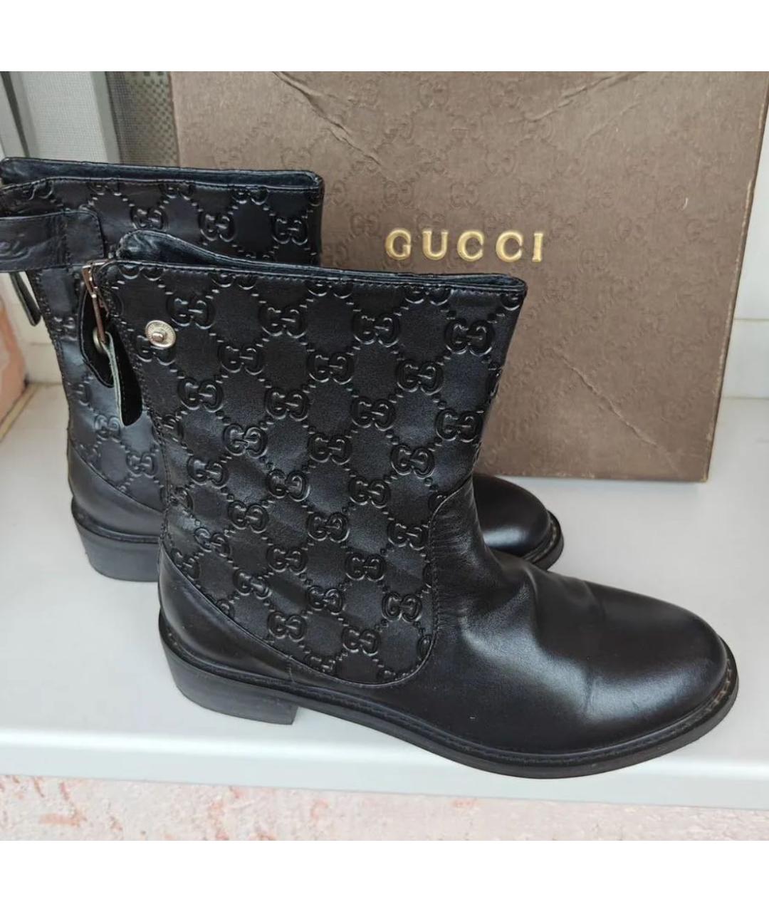 GUCCI Черные кожаные ботинки, фото 6