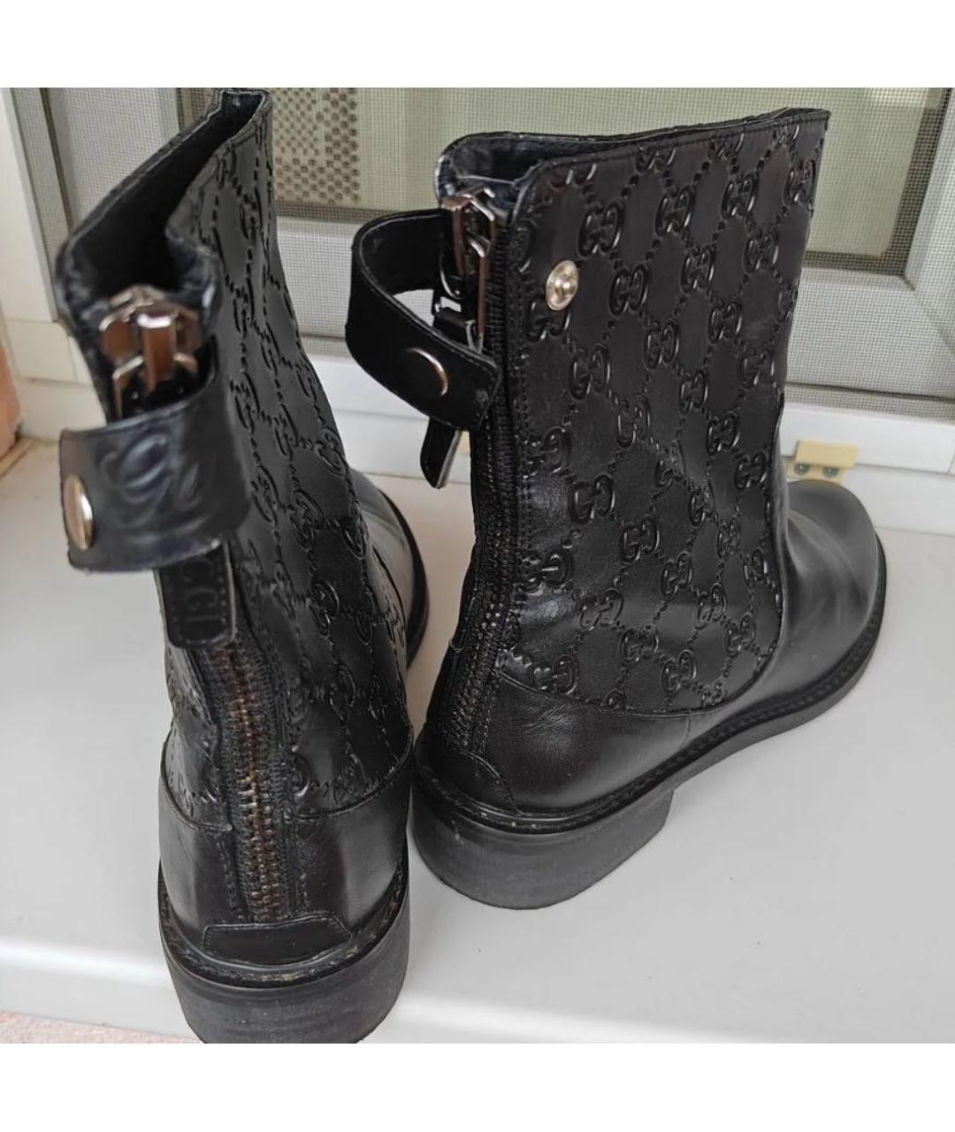 GUCCI Черные кожаные ботинки, фото 2