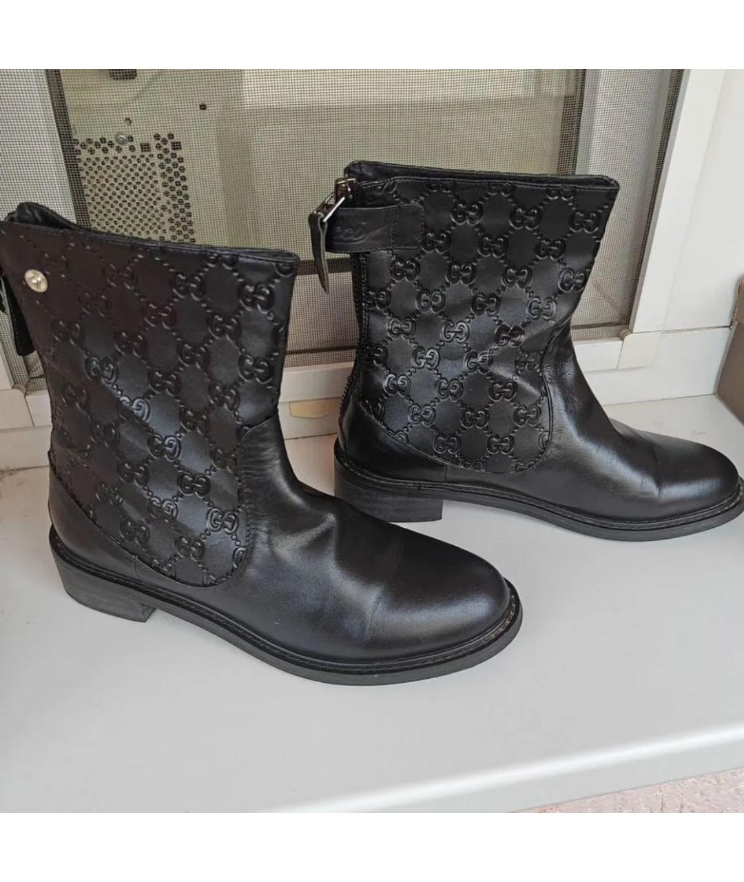 GUCCI Черные кожаные ботинки, фото 3