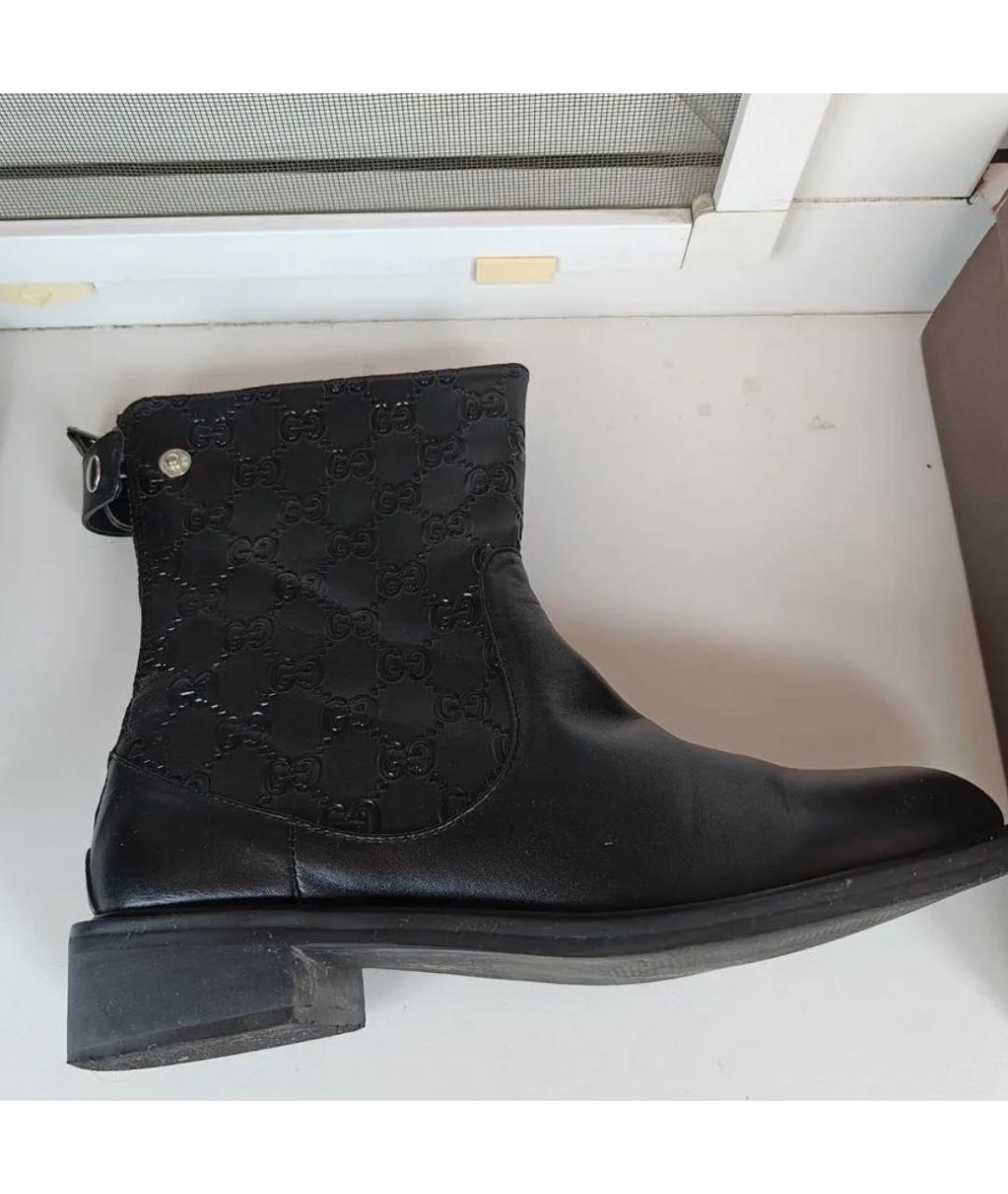 GUCCI Черные кожаные ботинки, фото 5