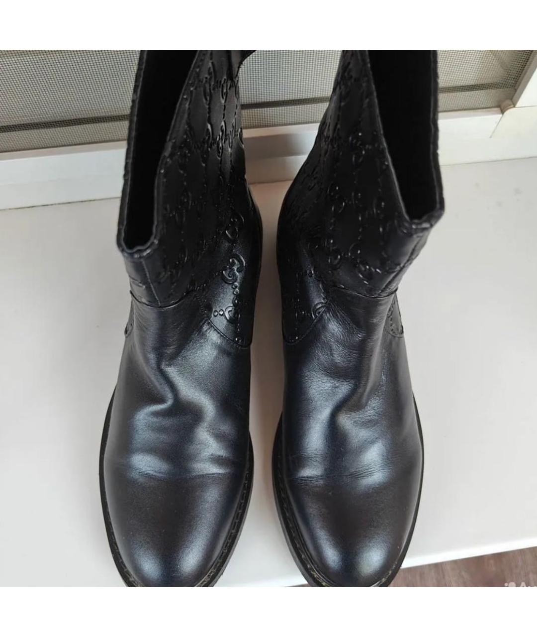 GUCCI Черные кожаные ботинки, фото 4