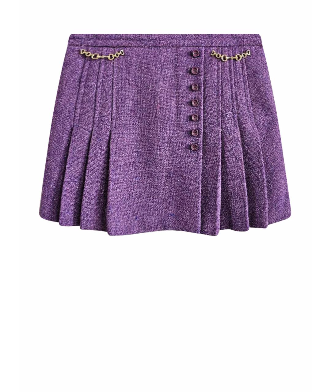 GUCCI Фиолетовая хлопковая юбка мини, фото 1