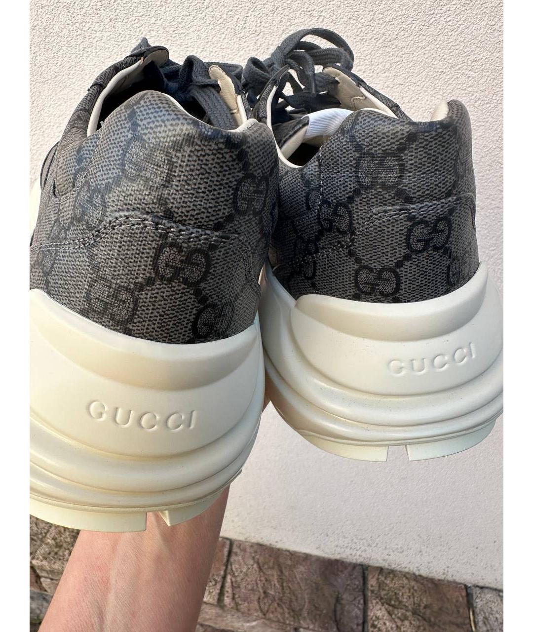 GUCCI Антрацитовые низкие кроссовки / кеды, фото 2