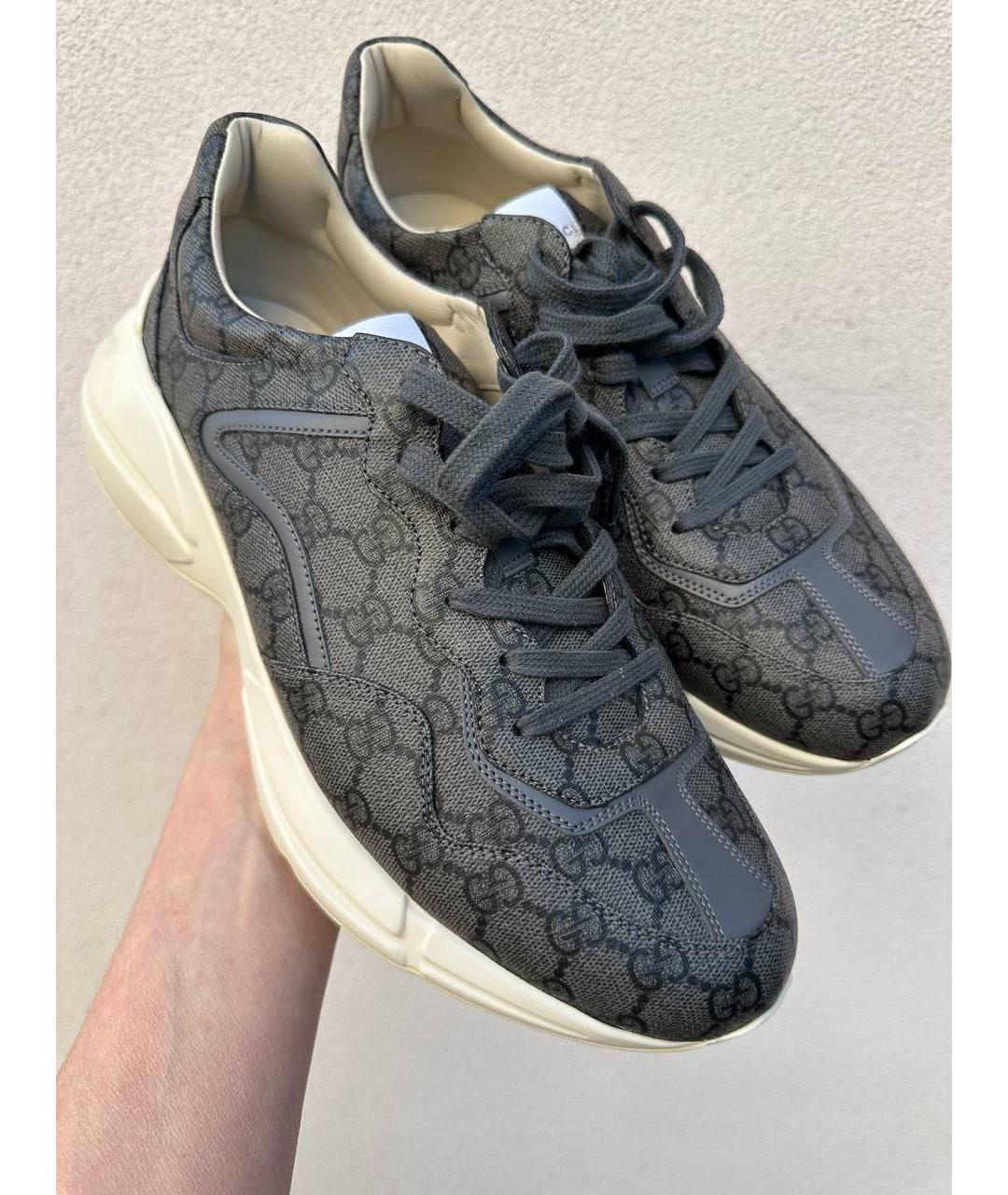 GUCCI Антрацитовые низкие кроссовки / кеды, фото 3