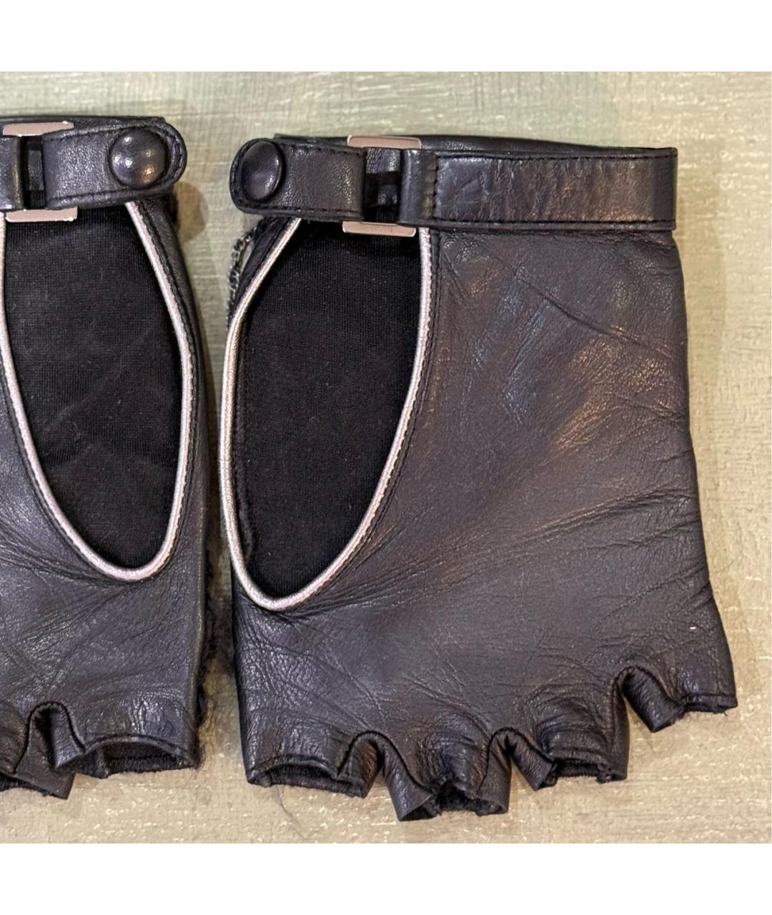 CHANEL Черные кожаные митенки, фото 6