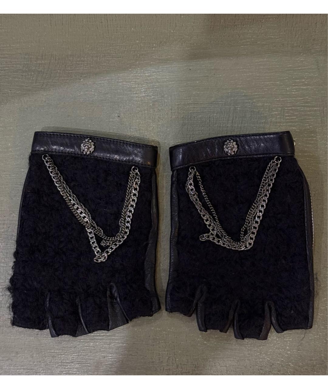 CHANEL Черные кожаные митенки, фото 7