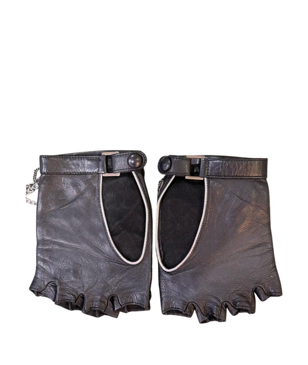 CHANEL Черные кожаные митенки, фото 2