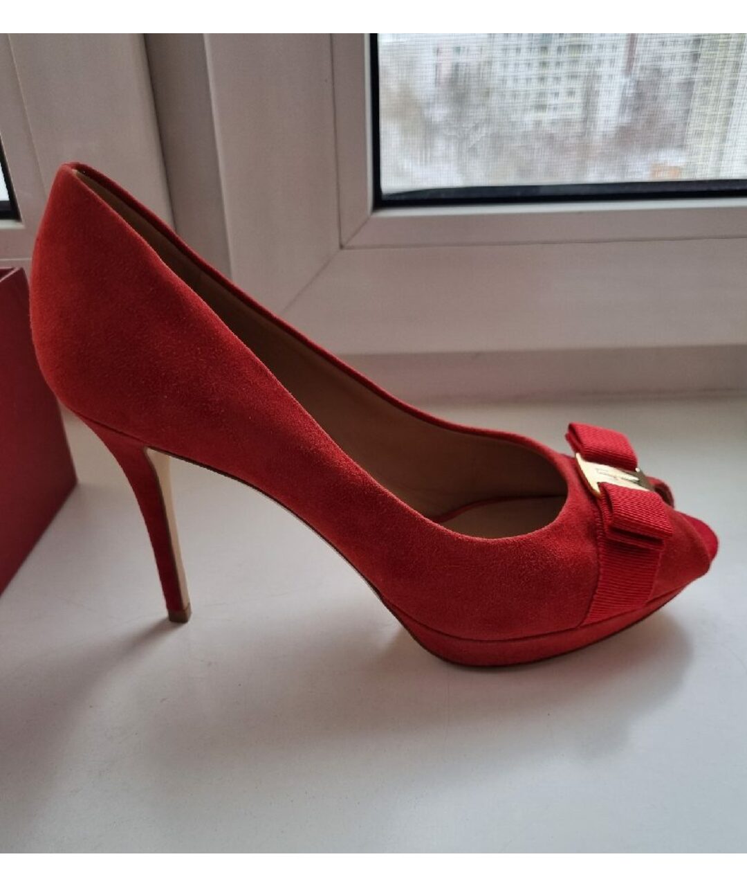 FERRAGAMO Красные замшевые туфли, фото 8