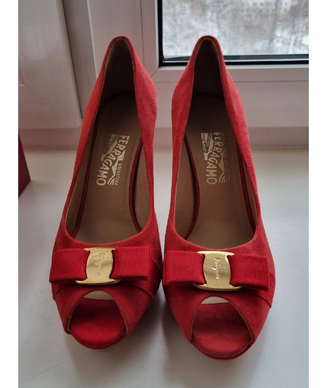 FERRAGAMO Красные замшевые туфли, фото 2