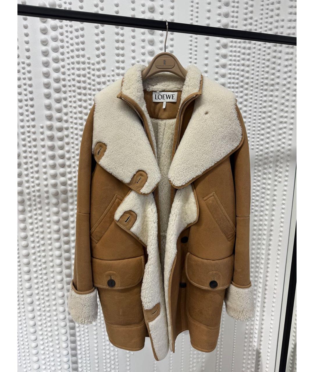 LOEWE Бежевая меховая дубленка, фото 7