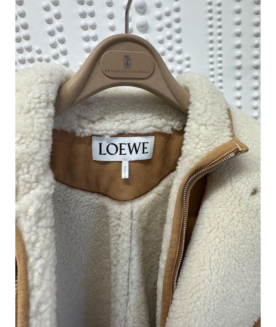 LOEWE Бежевая меховая дубленка, фото 3