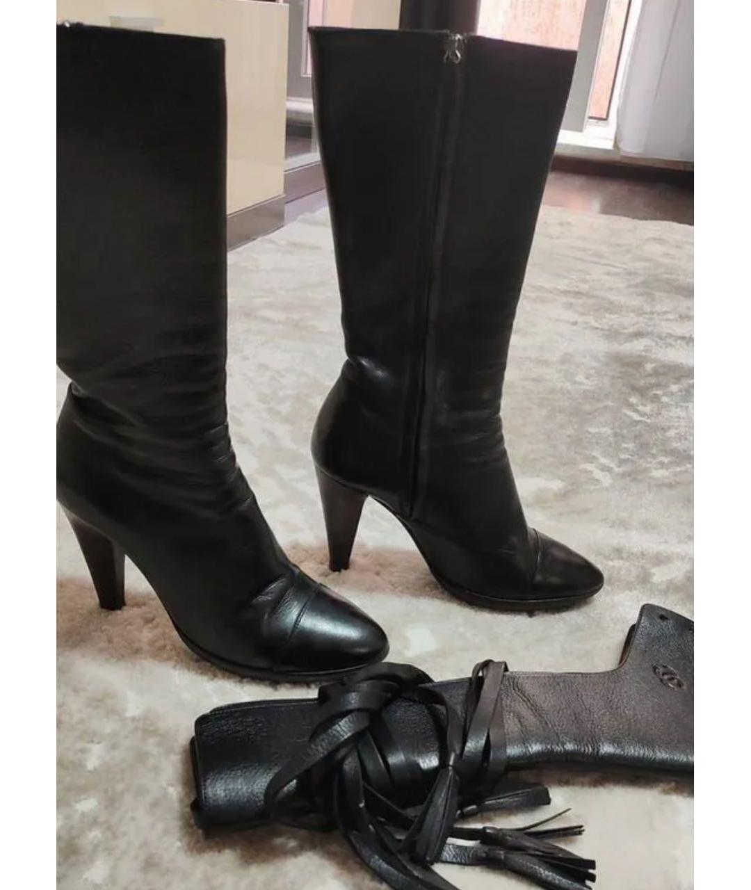 CHANEL Черные кожаные сапоги, фото 8