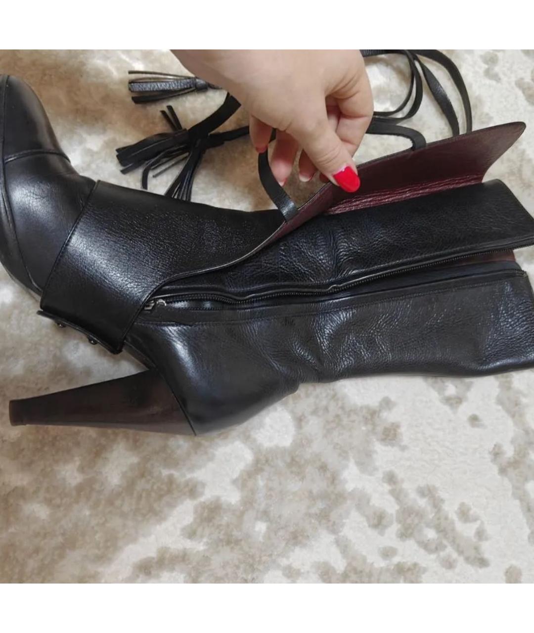 CHANEL Черные кожаные сапоги, фото 7