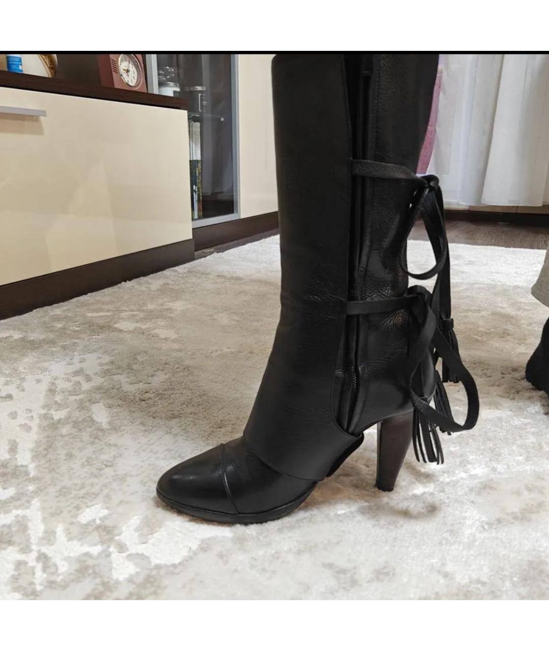 CHANEL Черные кожаные сапоги, фото 5