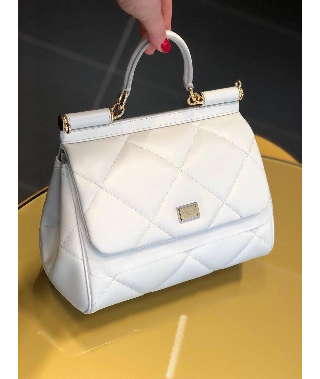 DOLCE&GABBANA Белая кожаная сумка через плечо, фото 3