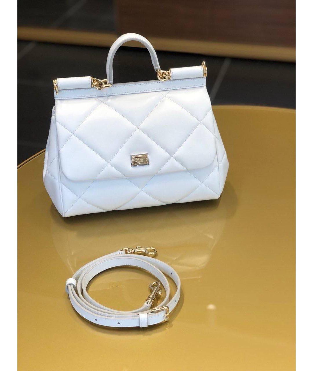 DOLCE&GABBANA Белая кожаная сумка через плечо, фото 2