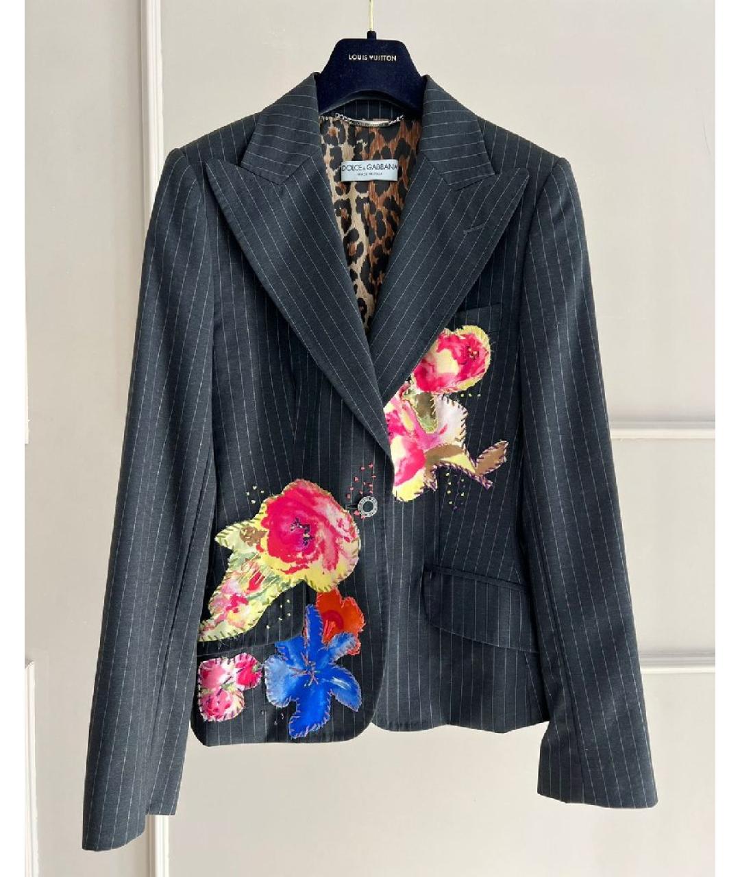 DOLCE&GABBANA Антрацитовый вискозный жакет/пиджак, фото 10