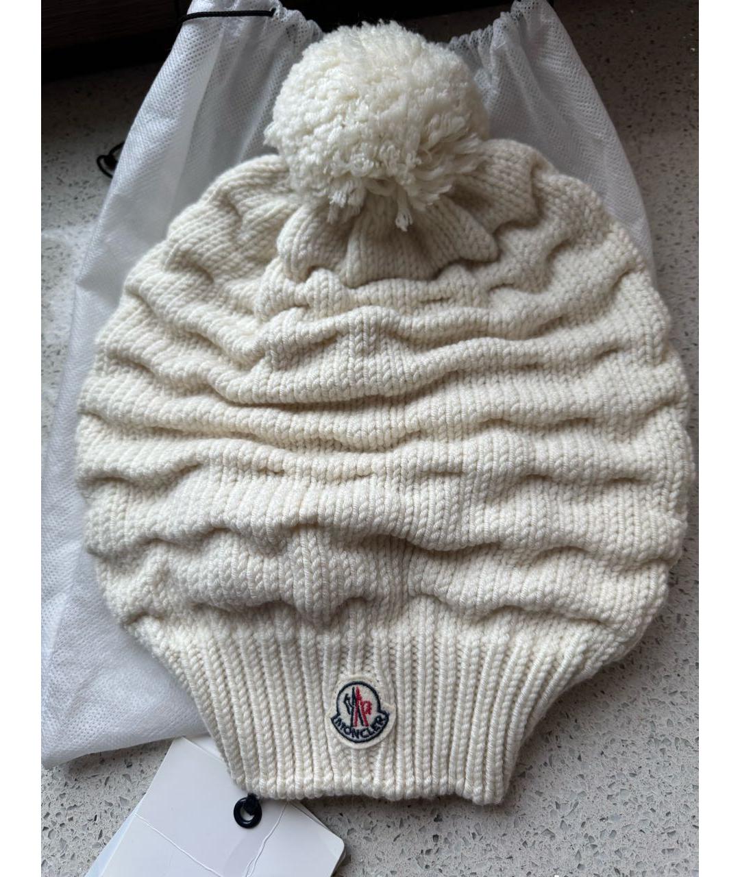 MONCLER Бежевая шерстяная шапка, фото 7