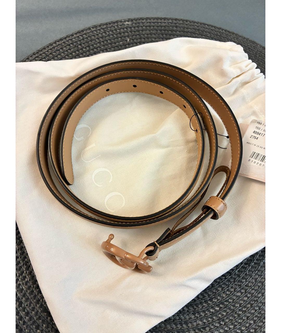 GUCCI Бежевый кожаный ремень, фото 2
